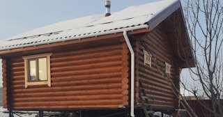 Баня из оцилиндрованного бревна под ключ в Белореченске - от 137631 рублей